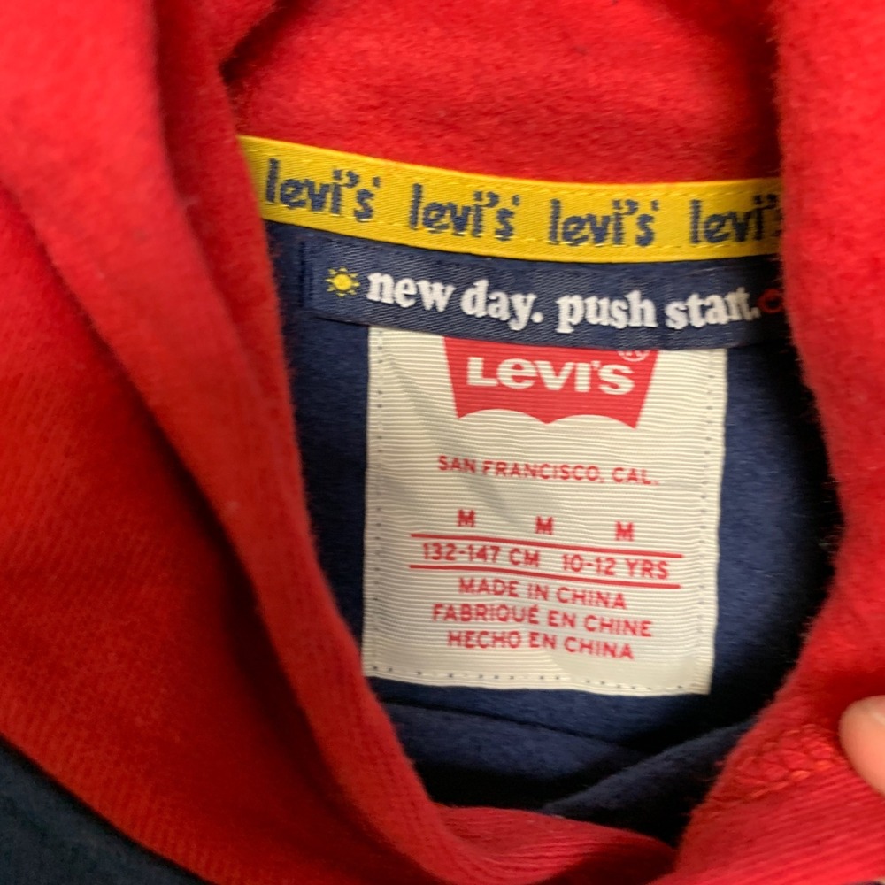 Levi's Essentials Hoodie Boys Medium Multicolor Colorblock Fleece Lined Comfy - Picture 7 of 15